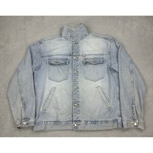 RP55 Jeans Co Denim Jacket Mens XL Blue Distressed Reynolds & Perry Jean Trucker